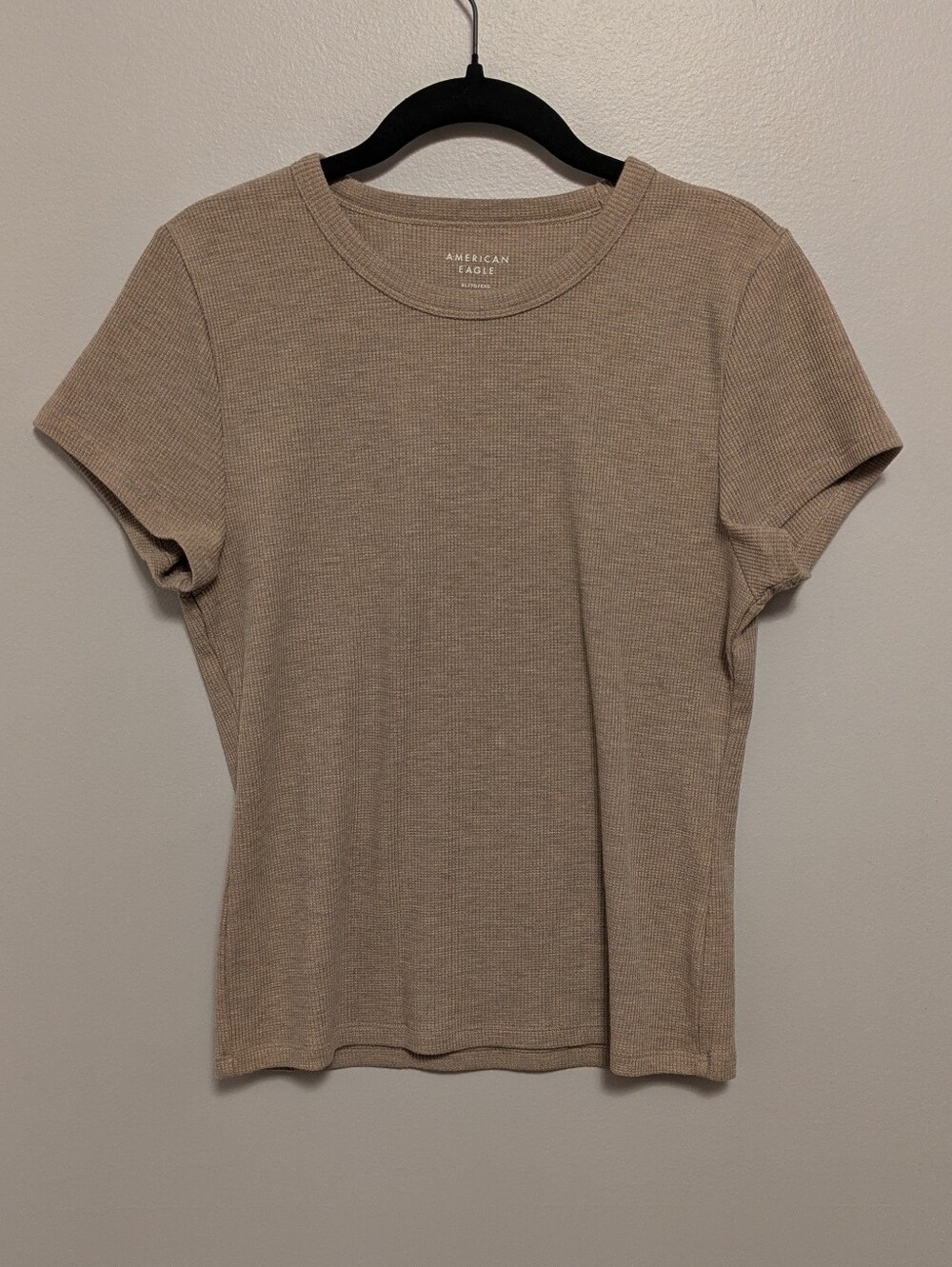 American Eagle Crew Neck Baby Waffle T Shirt Scout Khaki